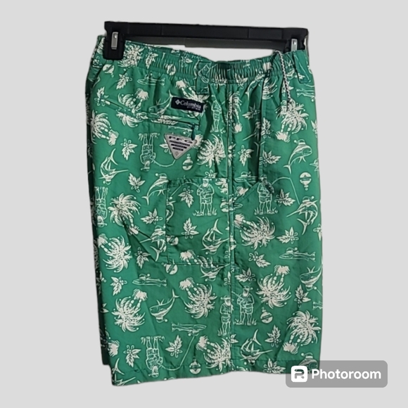 Columbia PFG Super Backcast Water Shorts Men's Small Green Swim Fish Omni-Shade - Picture 6 of 9